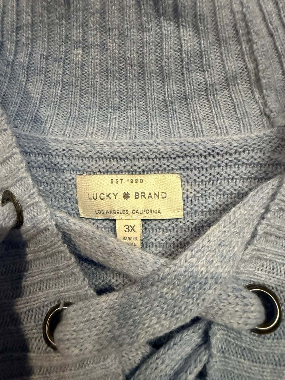 Lucky Brand Blue Lace Up Front Long Sleeve Knit Pullover Sweater Plus Size 3X - Picture 5 of 5